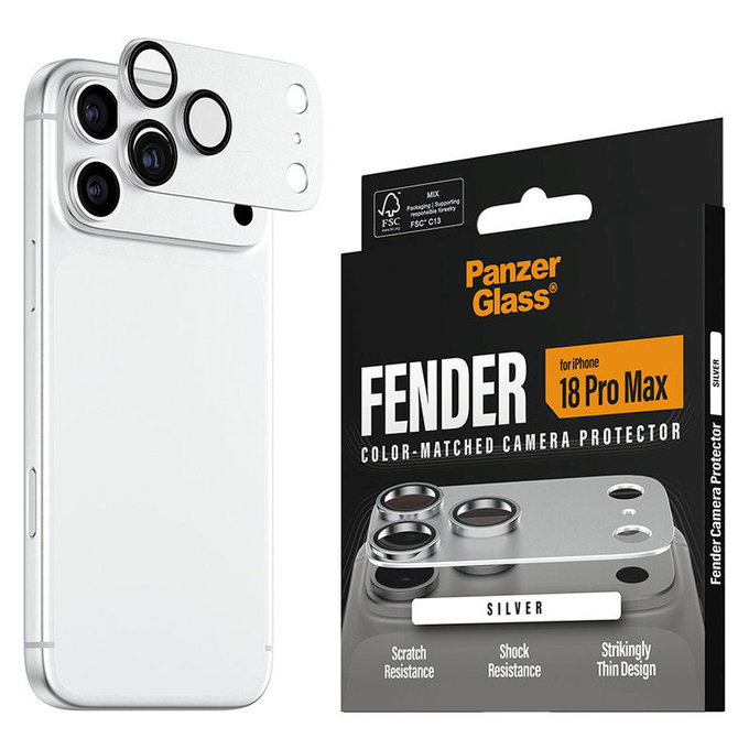 Fender Camera Lens Protector for iPhone 18 Pro Max, Silver, PanzerGlass