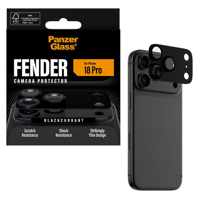 Fender Camera Lens Protector for iPhone 18 Pro, Black Currant Currant, PanzerGlass