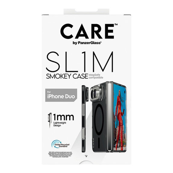 SL1M Smokey Case with Black MagSafe for iPhone Duo, PanzerGlass