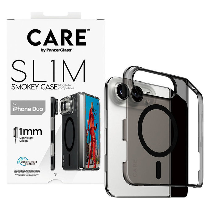 SL1M Smokey Case with Black MagSafe for iPhone Duo, PanzerGlass