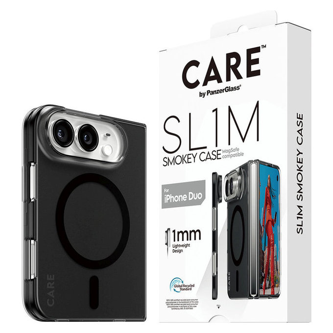 SL1M Smokey Case with Black MagSafe for iPhone Duo, PanzerGlass