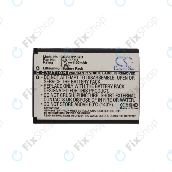 Battery for Samsung NV100HD, 1100mAh, Li-Ion, 3.7V, SLB-1137D, HQ