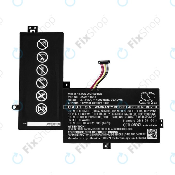 Battery for Asus VivoBook Flip TP501, TP501UA, 4000mAh, Li-Pol, 7.6V, C21N1518, HQ