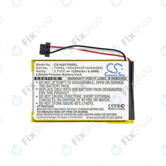 Battery for Navigon 70, 1200mAh, Li-Pol, 3.7V, Topaz, HQ