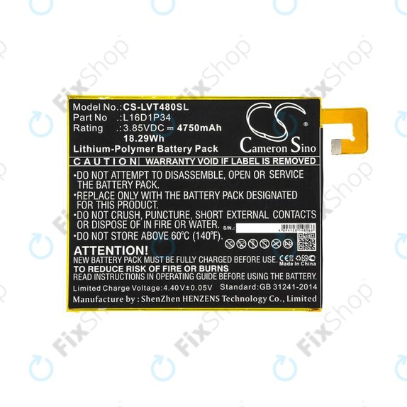 Battery for Lenovo Tab4 8, 4750mAh, Li-Pol, 3.85V, L16D1P34, HQ