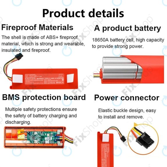 Xiaomi Roborock E-series, Q-series, S-series - Battery BRR-2P4S-5200 Li-Ion 14.4V 5200mAh HQ