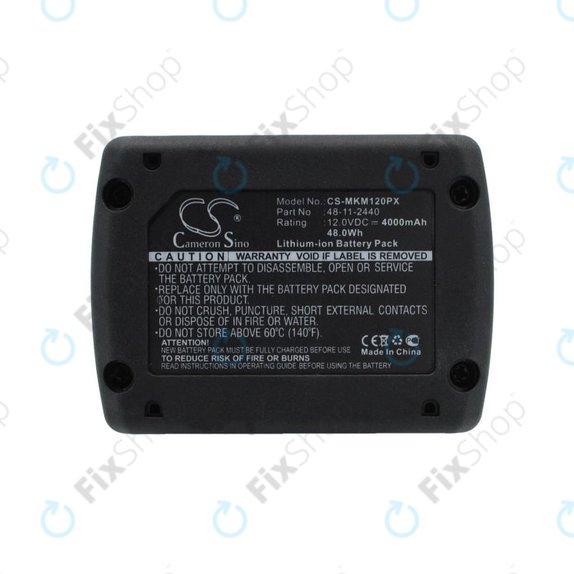 Battery for Milwaukee M12 B4 Redlithium, 4000mAh, Li-Ion, 12V, 48-11-2440, HQ