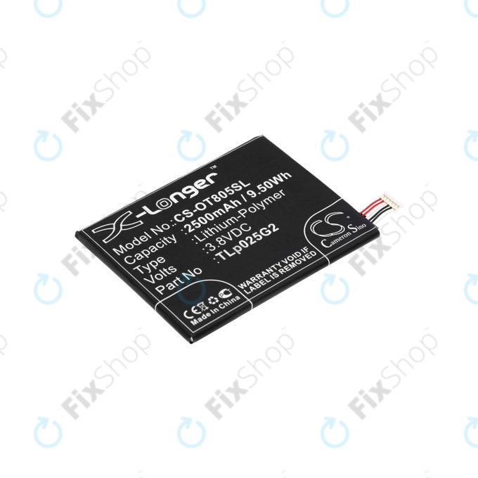 Battery for Alcatel One Touch Pixi 8", 2500mAh, Li-Pol, 3.8V, TLp025G2, HQ