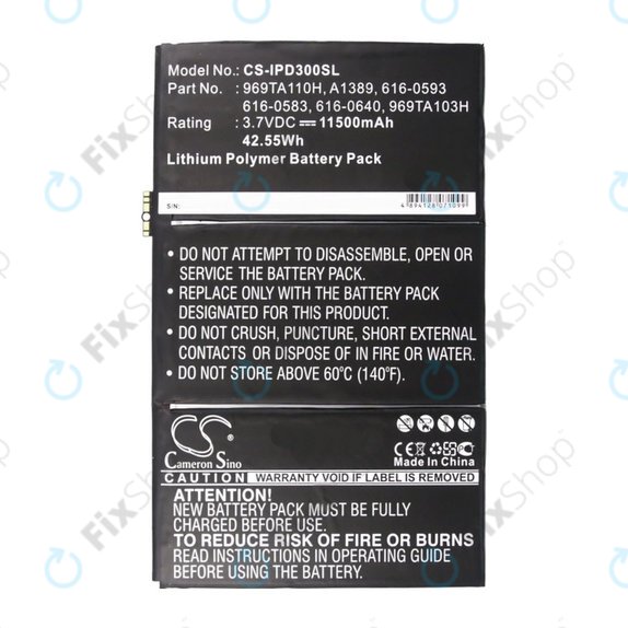 Apple iPad 3, iPad 4 - Battery 969TA110H, A1389, 616-0593 11500mAh HQ
