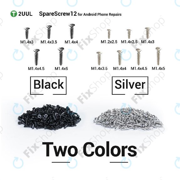 Phillips Screw Set, Android Repair, 2UUL SC12, 1200pcs/Pack