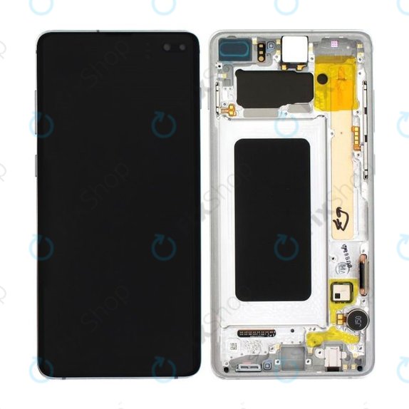 Samsung Galaxy S10 Plus G975F - LCD Display + Touch Screen + Frame (Prism White) - GH82-18849B, GH82-18834G, GH82-18849G, GH82-18834B Genuine Service Pack