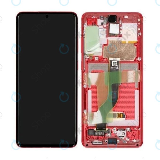 Samsung Galaxy S20 Plus G985F - LCD Display + Touch Screen + Frame (Aura Red) - GH82-22134G, GH82-22145G Genuine Service Pack