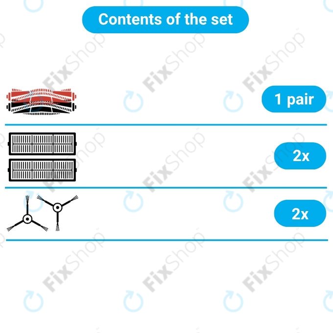 Replacement set for Dreame X50 Ultra, L50 Ultra, L40s Ultra, L40s Pro Ultra, X50 Master, Mova V50 (1 pair of Main brushes, 2x Filter, 2x Side brush)
