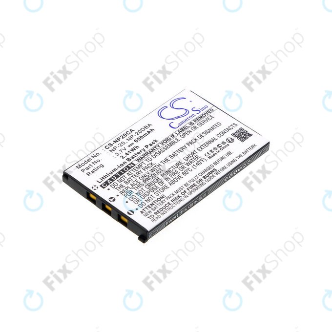 Battery for Casio Exilim Card Ex-S880, 650mAh, Li-Ion, 3.7V, NP-20, HQ