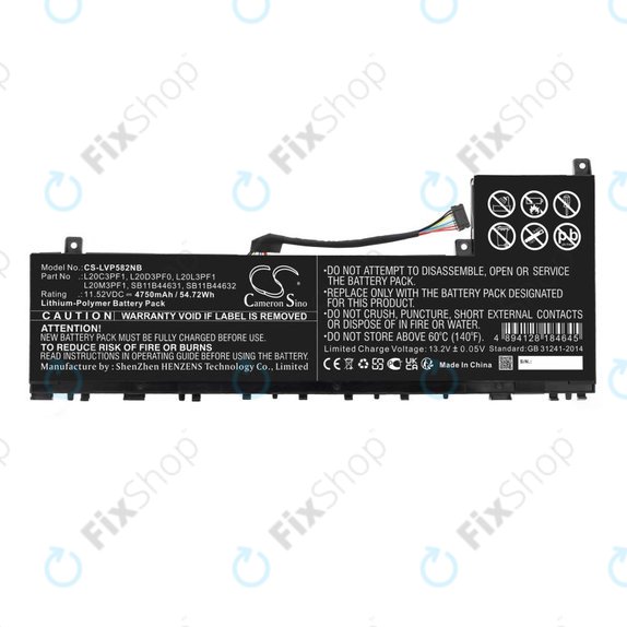 Battery for Lenovo IdeaPad 5 Pro 14ITL6, 4750mAh, Li-Pol, 11.52V, L20C3PF1, HQ