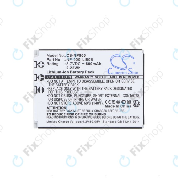 Battery for Agfa, Aosta, Avant, Benq, Minolta, Olympus, Polaroid, 600mAh, Li-Ion, 3.7V, Li-80B, HQ