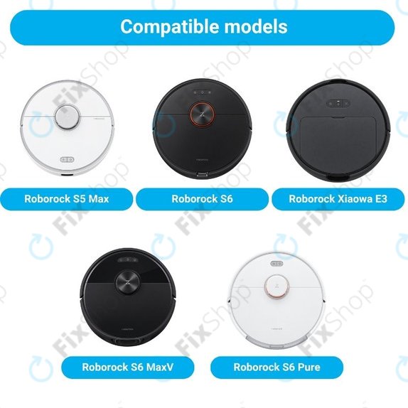 Replacement set for Xiaomi Roborock S5 Max, S6, S6 MaxV, S6 Pure, Xiaowa E3 (2x Main brush, 4x Filter, 4x Side brush - Black)