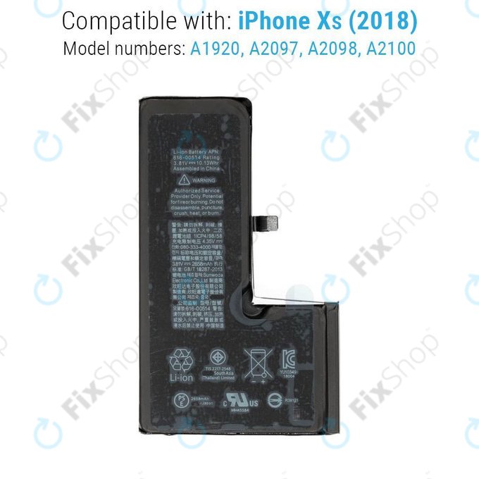Battery for iPhone XS, 2658mAh, FixPremium