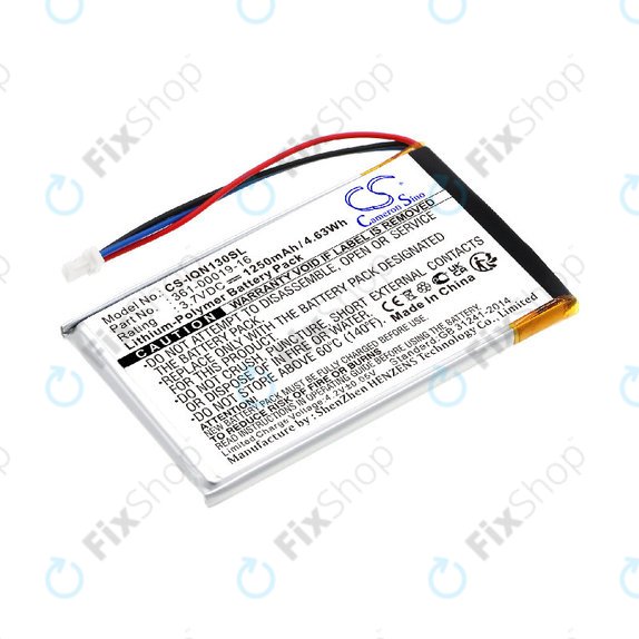 Battery for Garmin Nüvi 1300, 1350, 1370, 1390, 1490, 1250mAh, Li-Pol, 3.7V, 361-00019-16, HQ