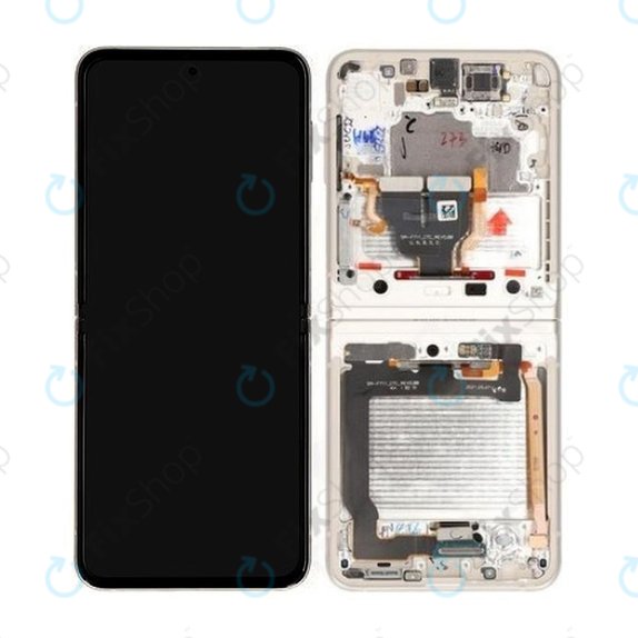 Samsung Galaxy Z Flip 3 F711B - LCD Display + Touch Screen + Frame (Cream) - GH82-27243B, GH82-27244B Genuine Service Pack
