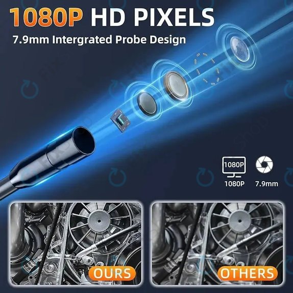 Industrial endoscope camera with 4.3" IPS display, 10m