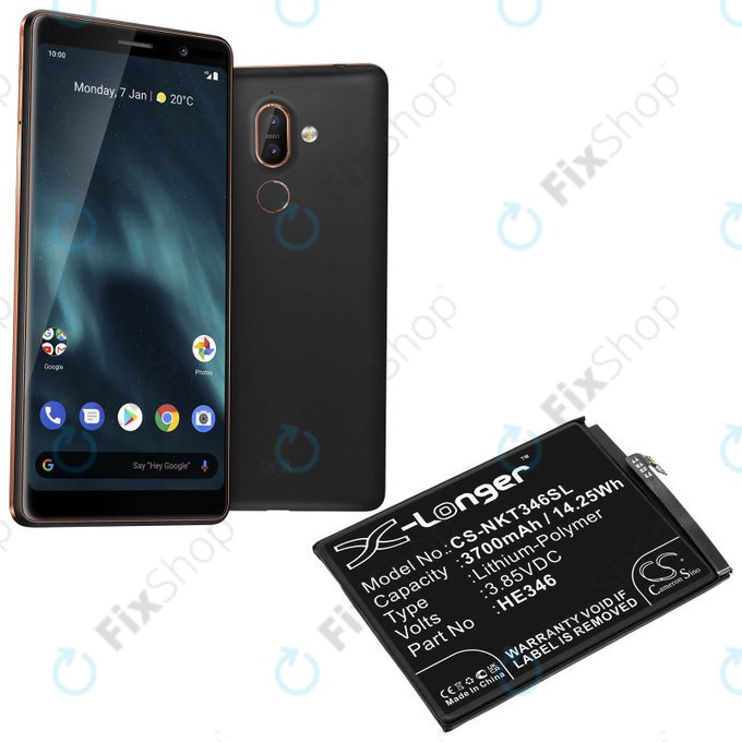 Battery for Nokia 7 Plus, 3700mAh, Li-Pol, 3.85 V, HE346, HQ