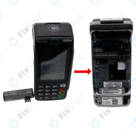 Battery for Ingenico Move 5000, 3000mAh, Li-Ion, 3.7V, F26402376, HQ