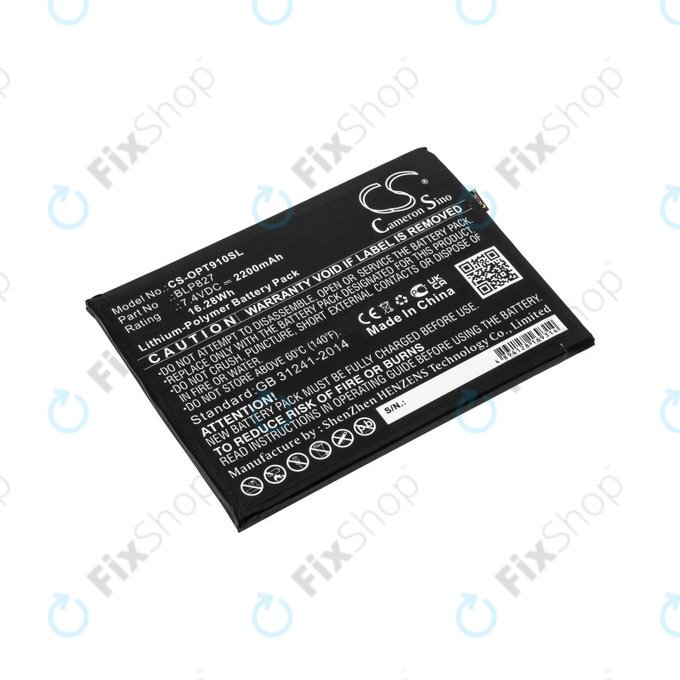Battery for OnePlus 9 Pro LE2121 LE2125, 2200mAh, Li-Pol, 7.4 V, BLP827, HQ
