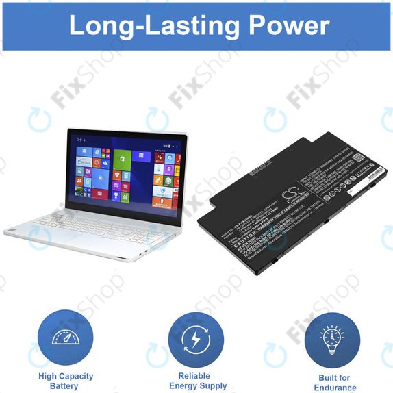 Battery for Fujitsu Lifebook AH77, A556, A3510, U536, 4050mAh, Li-Pol, 10.8V, CP641484-01, HQ