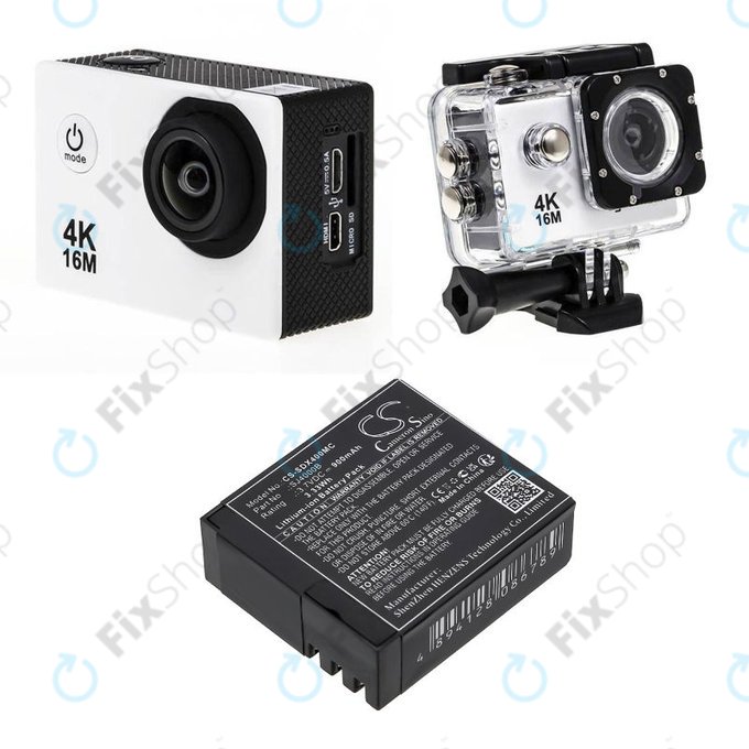 Battery for SJCAM SJ4000, SJ5000, 900mAh, Li-Ion, 3.7V, SJ4000B, HQ