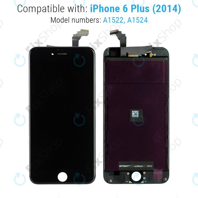 Display for iPhone 6 Plus, Black, Touch Screen with Frame, Refurbished