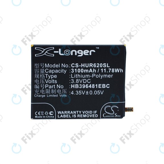 Battery for Huawei Ascend Y6 2, Honor 5a, Huawei G7 Plus, 3100mAh, Li-Pol, 3.8V, HB396481EBC, HQ
