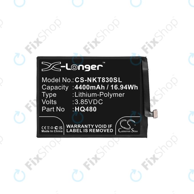Battery for Nokia 8.3 2020 5G, 4400mAh, Li-Pol, 3.85V, HQ480, HQ