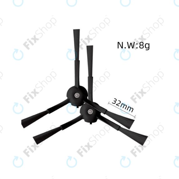 Replacement set for Xiaomi Roborock S8, S8+, S8 Pro Ultra (2 pairs of Main brushes, 4x Filter, 4x Side brush - Black)