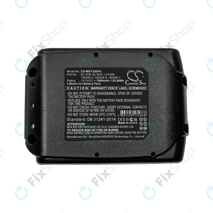 Makita 18V - Battery BL1830, BL1835, LXT400,194205-3, 194204-5, 194309-1 Li-Ion 18.0V 7500mAh HQ