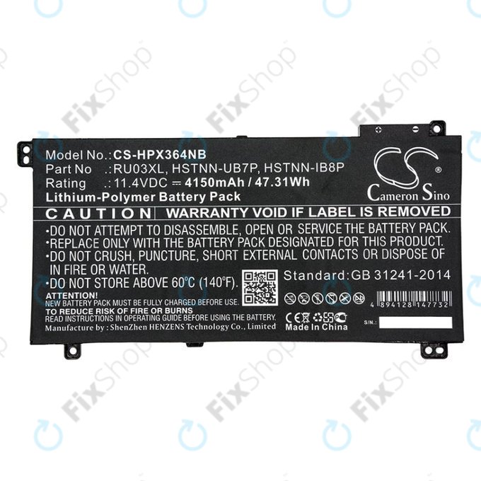 Battery for HP ProBook x360 440 G1, x360 11 G3, 4150mAh, Li-Pol, 11.4V, HSTNN-UB7P, HQ