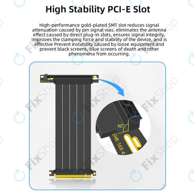 PCIe 4.0 x16 riser cable for graphics card, 20cm, black