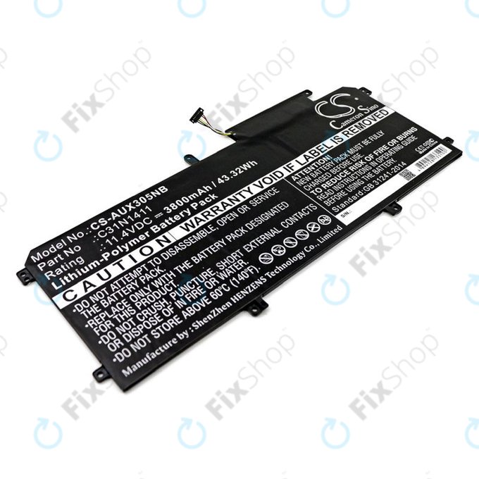 Battery for Asus Zenbook UX305, 3800mAh, Li-Pol, 11.4V, C31N1411, HQ