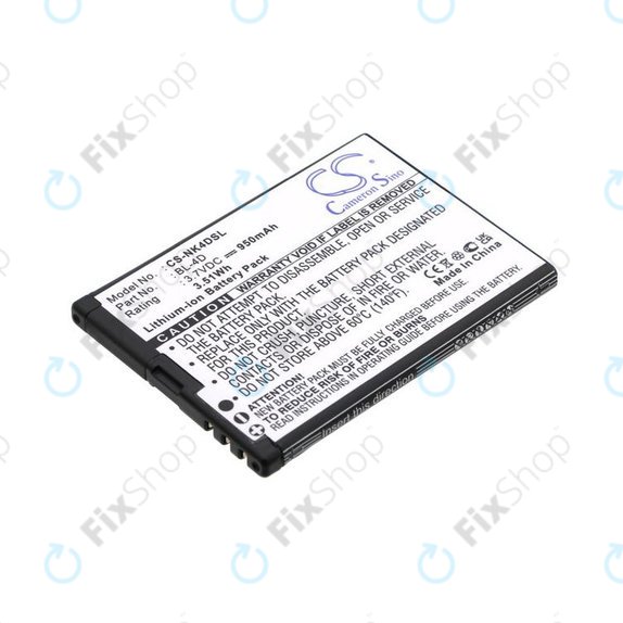 Battery for Nokia N97 Mini, E5, E7, BLU Hero 2, 950mAh, Li-Ion, 3.7V, BL-4D, HQ