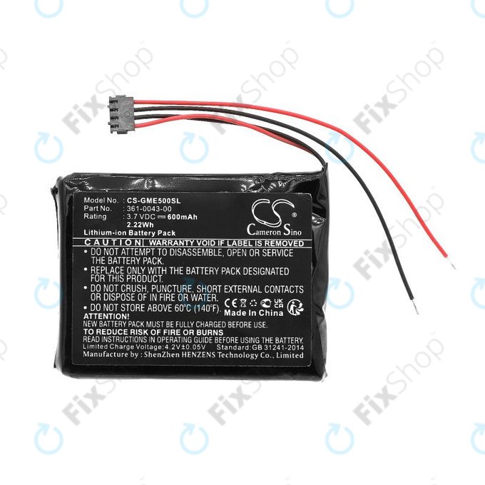 Battery for Garmin Edge 500, 600mAh, Li-Ion, 3.7V, 361-0043-00, HQ
