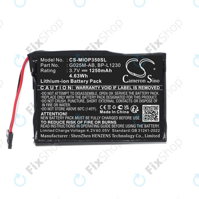 Battery for Mitac Mio P350, P550, 1250mAh, Li-Ion, 3.7V, BL-LP1230, HQ