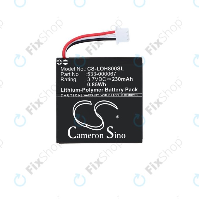 Battery for Logitech H800, 230mAh, Li-Pol, 3.7V, 533-000067, HQ
