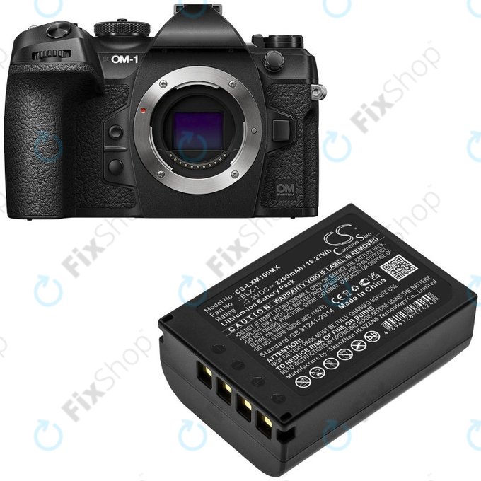 Battery for Olympus OM SYSTEM OM-1, OM-1 Mirrorless, 2260mAh, Li-Ion, 7.2V, BLX-1, HQ
