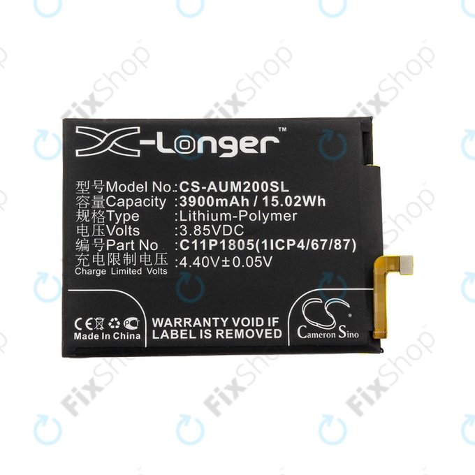Battery for Asus Zenfone Max M2, 3900mAh, Li-Pol, 3.85V, C11P1805 (1ICP4/67/87), HQ