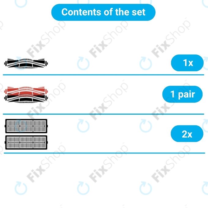Replacement set for Bissell Crosswave 17132, 2225N, 2582N, 3551N (1x rotating brush for carpets, 1 pair of rotating brushes for various surfaces, 2x Filter)