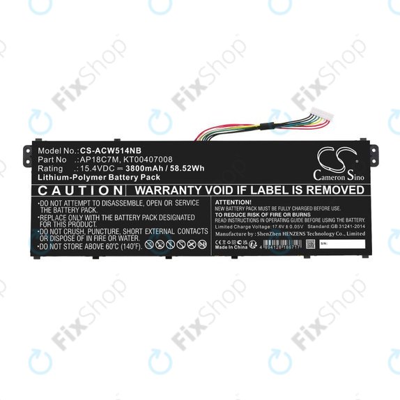 Battery for Acer ConceptD 3, Spin 5, Swift 3, 5, X, Travelmate Spin P4, 3800mAh, Li-Pol, 15.4V, AP18C7M, HQ