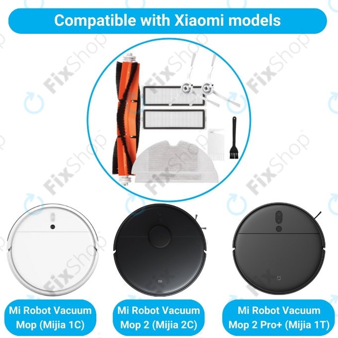 Xiaomi Mi Robot Vacuum Mop (Mijia 1C), 2 (Mijia 2C) 2 Pro+ (Mijia 1T) – Standard Set (White)