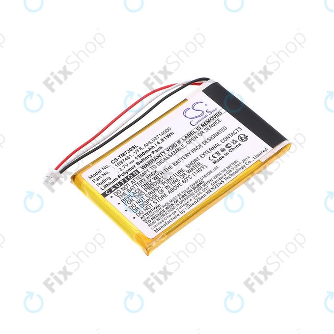 Battery for TomTom Go 530 Live, 630T, 720, 730T, 930T, 1697461, Li-Polymer, 3.7V, 1300mAh, HQ