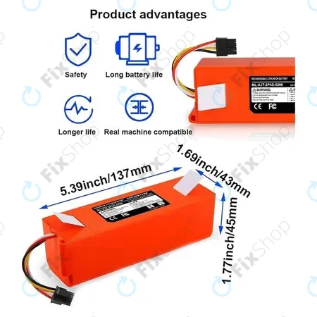 Xiaomi Roborock-series, Mi Robot Vacuum Mop 1S, Xiaowa-series - Battery BRR-2P4S-5200 Li-Ion 5200mAh