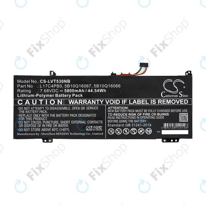 Battery for Lenovo Air 14, Flex 6, Ideapad 530, Yoga 530, 5800mAh, Li-Pol, 7.68V, L17C4PB0, HQ